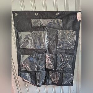 Xl Black Hanging Organizer with Clear Pockets wall organizer